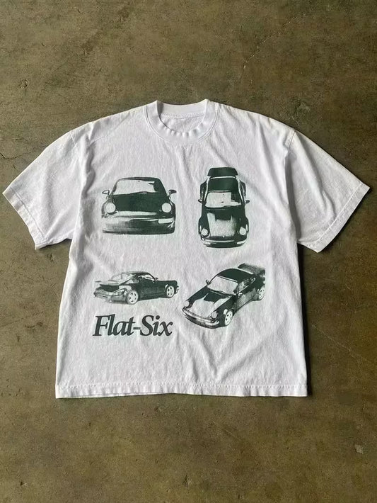 Flat-Six Porsche Graphic Oversized Tee - Retro 911 Air-Cooled Vibes